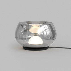 Настольная лампа FLOA, 8 Вт, 3000К, ?220 мм, металл, стекло, черный, дымчатый серый