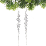 Подвеска «Кристальная сосулька» 26 см (набор 2 шт), Серебро