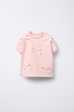 ZARA ФУТБОЛКА С БАНТАМИ, МАНДАРИНОВЫЙ