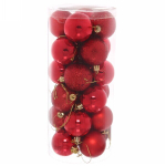 Новогодние шары 7 см (набор 24 шт) «Микс фактур», красный