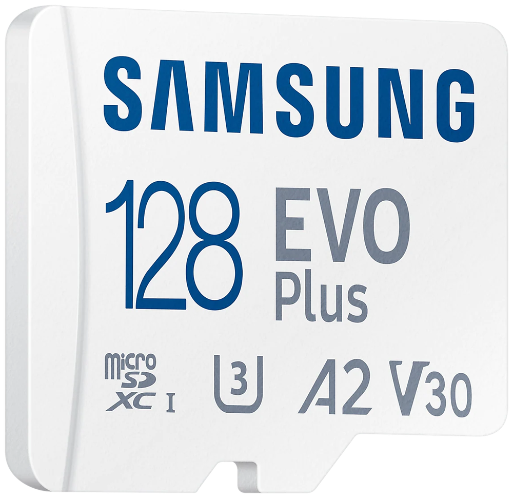 Карта памяти Samsung EVO Plus microSDXC 128 ГБ Class 10, V30, A2, UHS-I U3, R 130 МБ/с, адаптер на SD