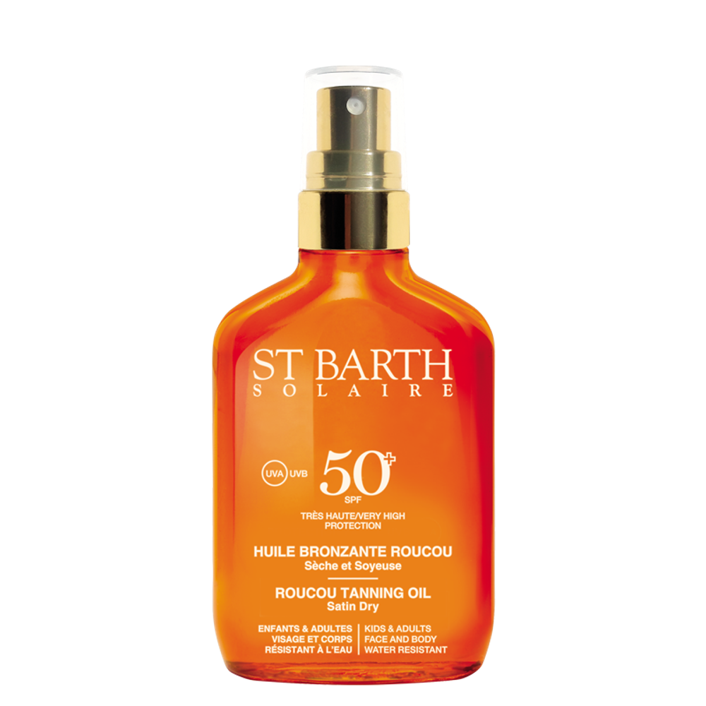 LIGNE ST BARTH ROUCOU TANNING OIL SATIN DRY VERY HIGH PROTECTION SPF 50+ 100 мл. Сухое масло помадного дерева SPF 50+