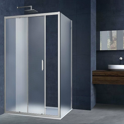 Душевой уголок Vincea ALPHA VSR-3AL9013MT 130x90 стекло текстурное/профиль хром