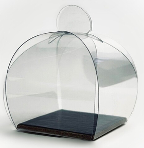 Коробочка для десерта прозрачная с черной подложкой 10х10х10 см