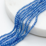 Фианит (кубический цирконий), цвет сапфир, размер 2 мм, цена за нить около 130 шт (38 см)