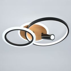 Светильник потолочный светодиодный ЭРА Модерн Rondo CLL-1 85W 3K-6,5K RC BK с ДУ черный-дерево | Светильники SPB-6 с ДУ
