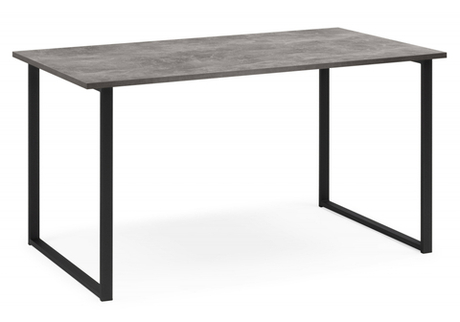 Стол деревянный Woodville Лиман 140 х 80 бетон светлый, черный матовый, ножки черные