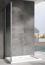 Душевая стенка Abber Schwarzer Diamant 100x195 S100 профиль Хром стекло прозрачное