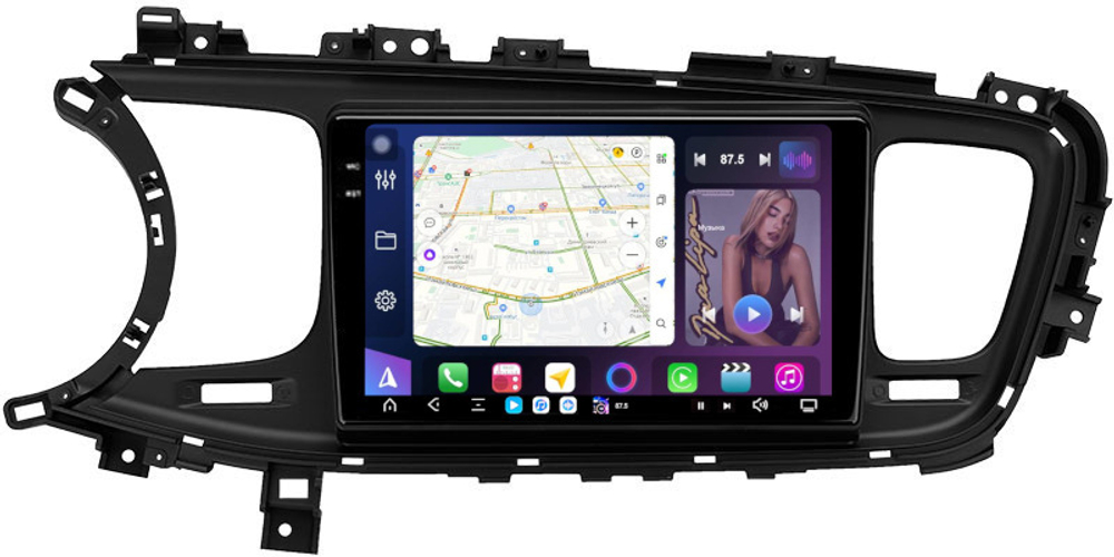 Магнитола для KIA Optima 3 TF 2013-2015 - FarCar XXL9-7099F2 монитор 9.5" 2K QLED на Android 14, TS20, 8+256Гб, CarPlay, 4G SIM-слот