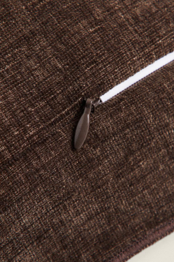 ZARA HOME ЧЕХОЛ ДЛЯ ДЕКОРАТИВНОЙ ПОДУШКИ С ВЫШИВКОЙ ИЗ СИНЕЛИ, КОРИЧНЕВЫЙ