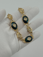 Колье с зелёной эмалью и кристаллами Burberry