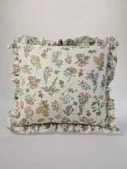 Декоративная наволочка с рюшами, оборками "Ботаника" 70х70 см, 1 шт, без молнии