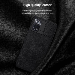 Кожаный чехол-книжка Nillkin Leather Qin Pro c защитой камеры для Poco X4 Pro 5G