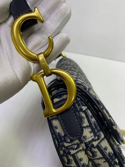 Сумка Dior Oblique жаккард синего цвета
