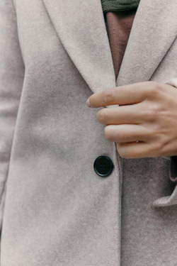 ZARA БАЗОВОЕ ПАЛЬТО ИЗ МЯГКОЙ ТКАНИ, СЕРО-КОРИЧНЕВЫЙ МЕЛАНЖ