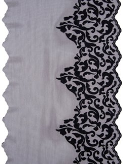 0117 Кружево эластичное 23 см, Италия, флок, черный 170