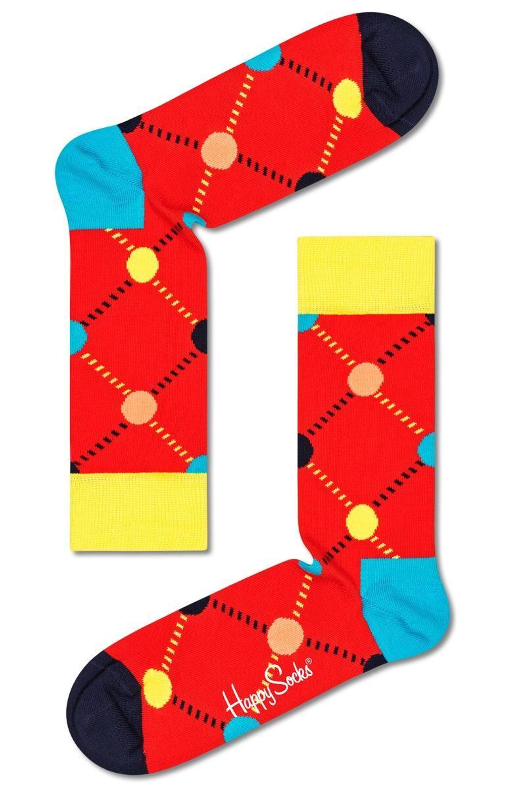 Носки унисекс Argyle Dot Sock с решетками и шариками (Размер: 25) (Цвет: красный)