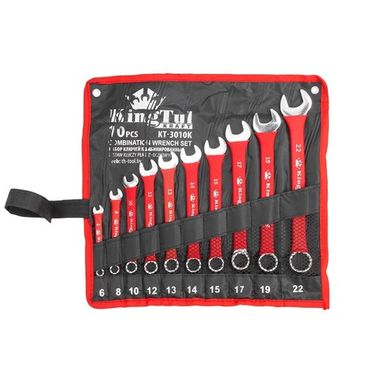 Набор ключей комбинированных 10пр. (6,8,10,12,13,14,15,17,19,22 мм) на полотне KingTul kraft KT-3010k