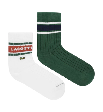 Теннисные носки Lacoste Ribbed Cotton 2P - green/white/navy blue