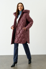 0091 Пальто женское (пепельно-бордовый)