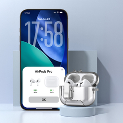 Усиленный прозрачный чехол для наушников AirPods Pro 2, Dux Ducis, серия PECR Series (встроенная подставка для смартфона)