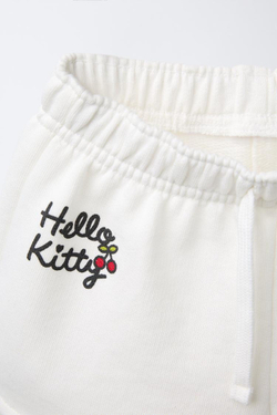 ZARA ШОРТЫ ИЗ МЯГКОЙ ТКАНИ С ПРИНТОМ HELLO KITTY © SANRIO, БЕЛЫЙ