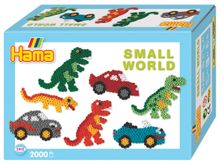 Hama Набор термомозаики Midi 2000 шт + Маленький мир: динозавр, машина (3502)