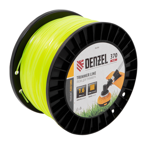 Леска для триммера квадрат 1,6мм х 370м, на DIN катушке FLEX CORD Denzel