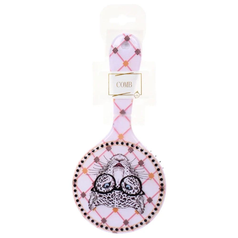 Расческа массажная круглая «Коллекция ИМАНИ - ЭКЛЕО», микс 4 дизайна, 22*10см (PVC подвес)