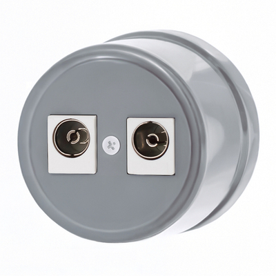 Розетка телевизионная двойная, оконечная, пластик, титан B1-306-26