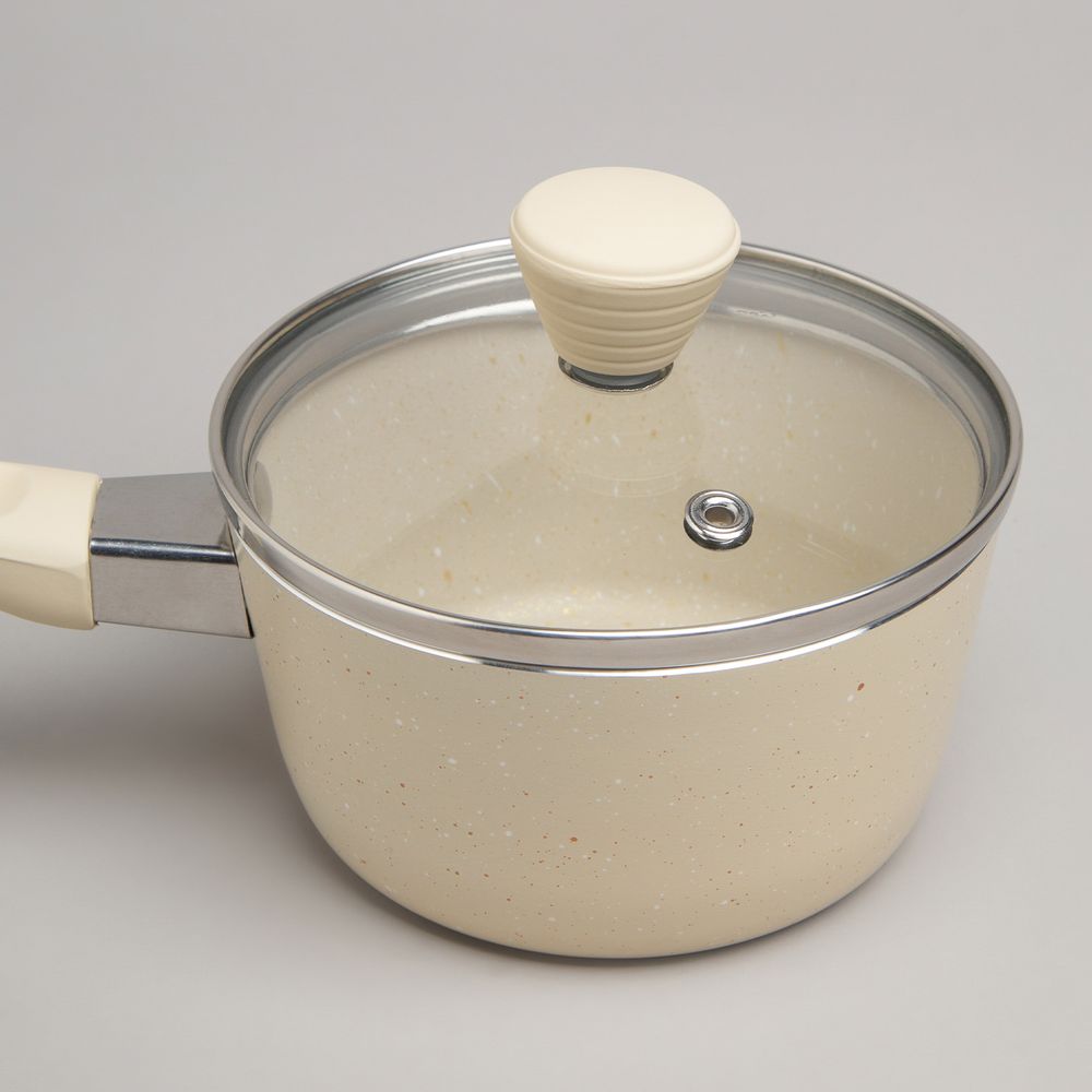 КОВШИК AGNESS АНТИП. ПОКР. РУЧКА SOFT TOUCH И СТЕКЛ. КРЫШКОЙ 600 МЛ 12*6 СМ