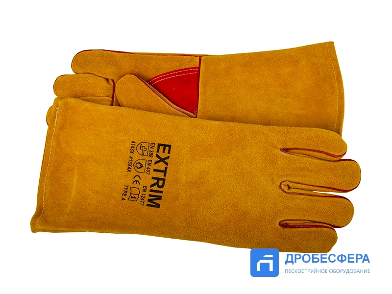 Перчатки пескоструйщика (кожа), оранжевые арт. EXT orange