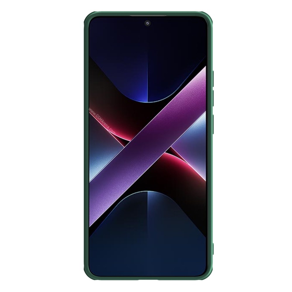 Чехол зеленого цвета (Dark Green) с защитной шторкой для камеры от Nillkin на Xiaomi Poco X7 Pro, серия CamShield Pro Case