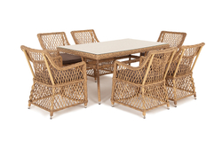 "Латте" обеденная группа плетеная, цвет соломенный