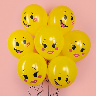 Воздушные шары Смайлы Озорные 30см с гелием и обработкой Хай-флоат