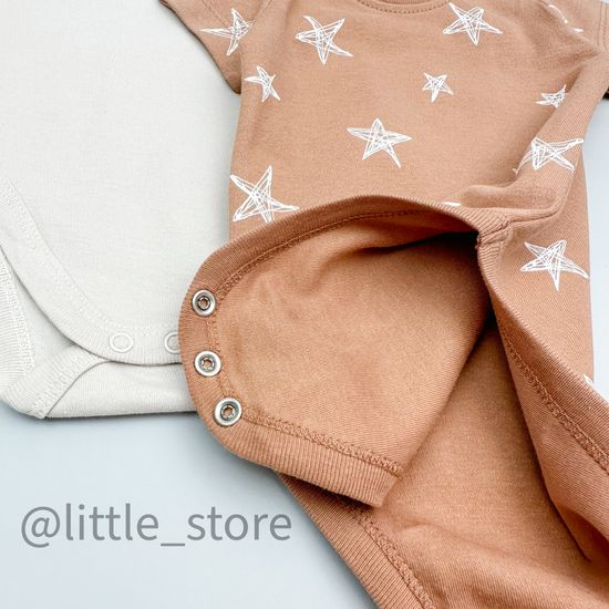 Комплект боди с коротким рукавом, Маленькие звезды/бежевый