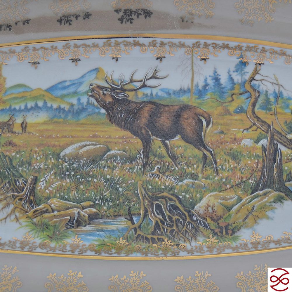 Блюдо для рыбы Queen's Crown Aristokrat Охота бежевая 56 см