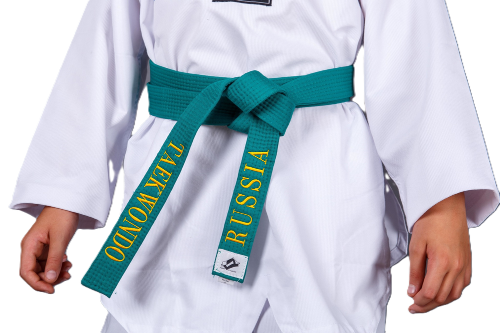 Пояс для тхэквондо ProfSport с вышивкой зеленый