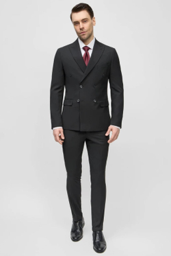 Мужской костюм двубортный (черный) В71