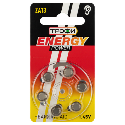 Батарейки Трофи ZA13-6BL ENERGY POWER Hearing Aid