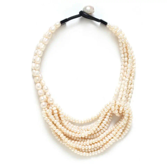 Колье Nature Bijoux, Moonlight, с ракушкой Capiz в смоле, жемчугом и кожей, NB24.1-15CP43130 (белый)