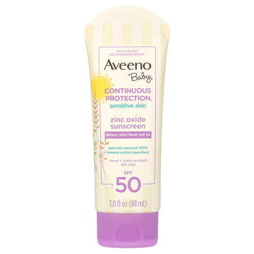 Aveeno, Для детей, солнцезащитное средство с оксидом цинка, SPF 50, без отдушек, 88 мл (3 жидк. унц.)