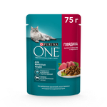 Говядина с морковью, 75г влажный корм для взрослых кошек Purina ONE
