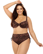 Раздельный купальник plus size с полосками зебры (Размер: 95C/46) (Цвет: коричневый)