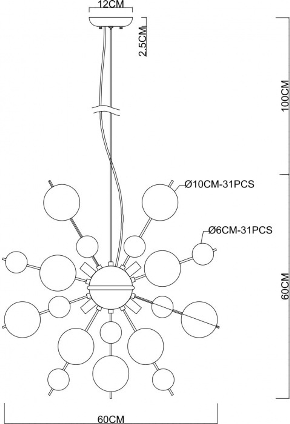 Подвесная люстра Arte Lamp MOLECULE A8313SP-9CC