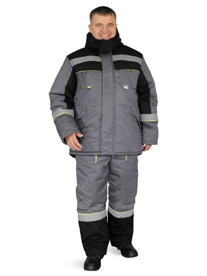 Костюм зимний "Система" полукомбинезон (т.серый/черный/лимон)