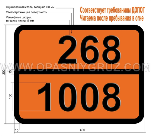 Табличка Опасный груз 268-1008 БОРА ТРИФТОРИД