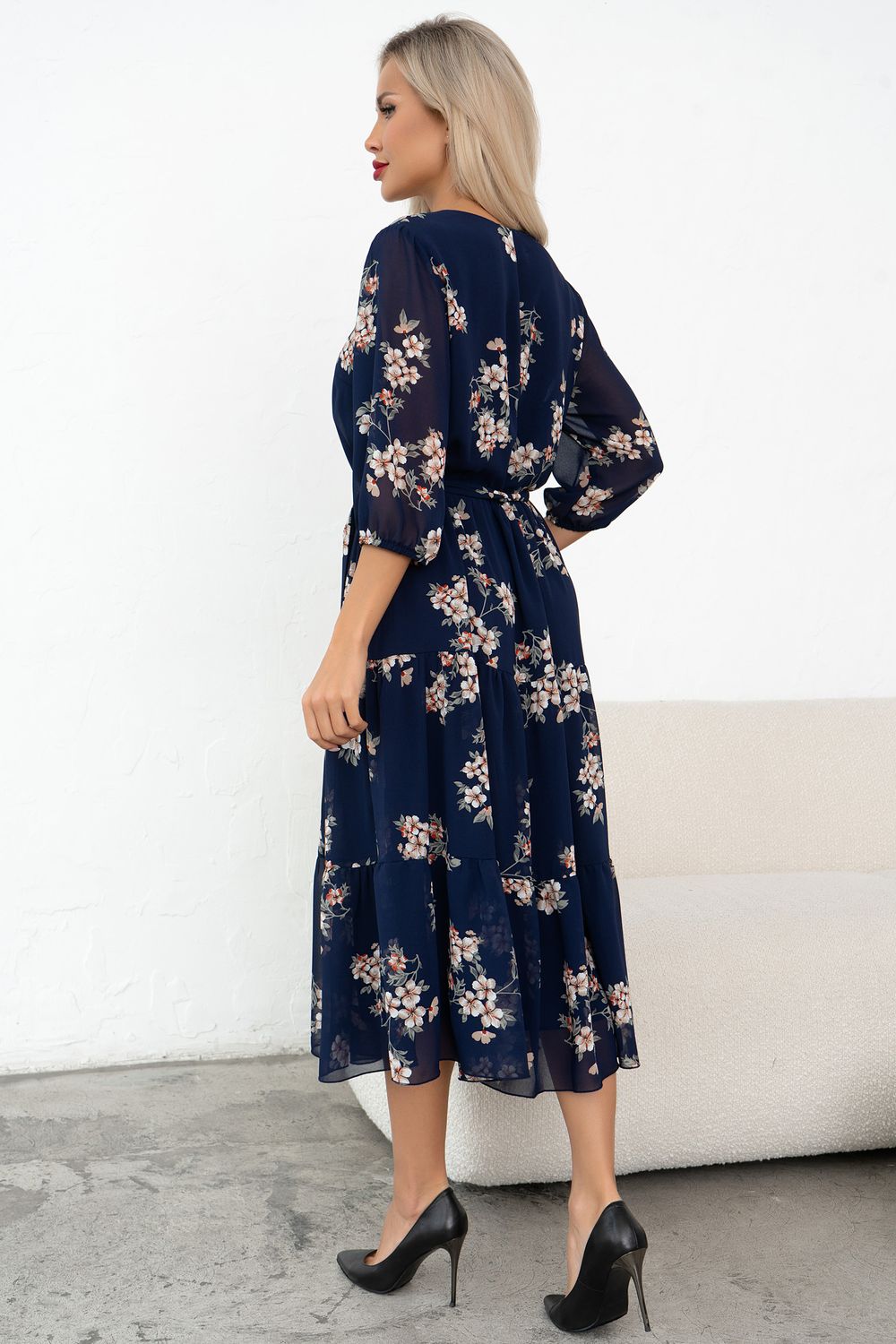 Платье Хелен (синий/цветы) Р11-2075/7 Nikol