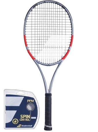 Теннисная ракетка Babolat Pure Strike 98 16/19 4-gen - grey/fluo strike + Струны