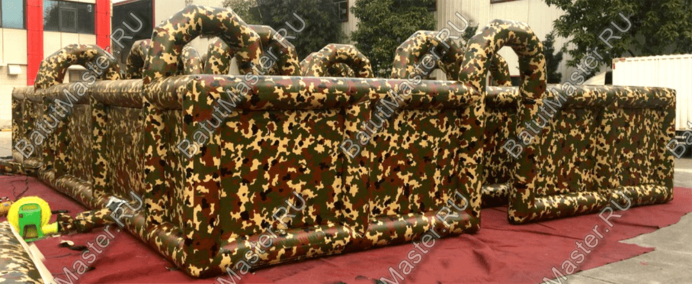 Коммерческий надувной батут "Лабиринт милитари" 12*8*2,5 м